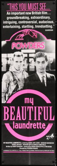 3g041 MY BEAUTIFUL LAUNDRETTE English door panel '85 early Daniel Day-Lewis, Stephen Frears!