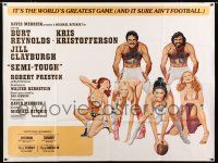 3g046 SEMI-TOUGH subway poster '77 Burt Reynolds, Kris Kristofferson, football art by McGinnis!