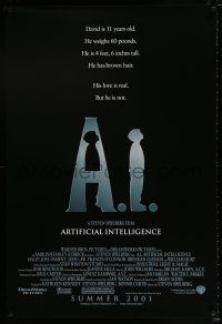 3h012 A.I. ARTIFICIAL INTELLIGENCE advance DS 1sh '01 Steven Spielberg, Haley Joel Osment, Jude Law
