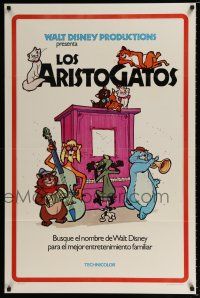 3h042 ARISTOCATS Spanish/U.S. 1sh '81 Walt Disney feline jazz musical cartoon, great colorful image!
