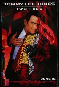 3h054 BATMAN FOREVER advance 1sh '95 cool image of Tommy Lee Jones as Two-Face!
