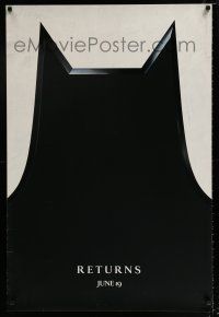 3h059 BATMAN RETURNS dated teaser DS 1sh '92 Tim Burton, cool art of the bat symbol!