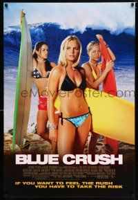 3h084 BLUE CRUSH 1sh '02 Michelle Rodriguez, sexy Kate Bosworth in bikini, surfing girls!