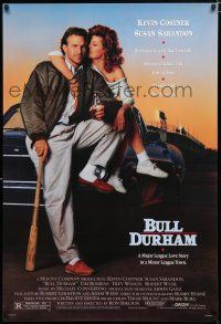 3h106 BULL DURHAM 1sh '88 great image of baseball player Kevin Costner & sexy Susan Sarandon