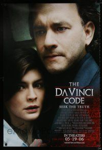 3h137 DA VINCI CODE advance DS 1sh '06 Tom Hanks, Audrey Tautou, from the novel by Dan Brown!