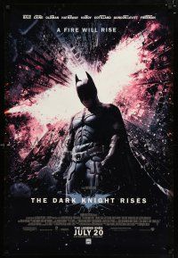 3h142 DARK KNIGHT RISES advance DS 1sh '12 Christian Bale as Batman, a fire will rise!