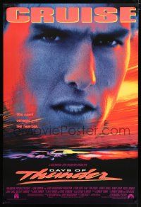 3h151 DAYS OF THUNDER DS 1sh '90 super close image of angry NASCAR race car driver Tom Cruise!