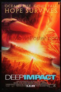 3h157 DEEP IMPACT advance DS 1sh '98 Robert Duvall, Tea Leoni, Heaven and Earth are about to collide