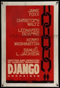 3h168 DJANGO UNCHAINED int'l teaser DS 1sh '12 Jamie Foxx, Leonardo DiCaprio, cool chain design!