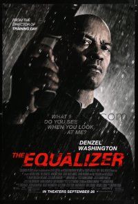 3h197 EQUALIZER advance DS 1sh '14 Chloe Grace Moretz, close up Denzel Washington with gun!