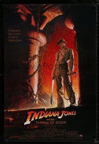 3h383 INDIANA JONES & THE TEMPLE OF DOOM 1sh '84 adventure is Ford's name, Bruce Wolfe art!