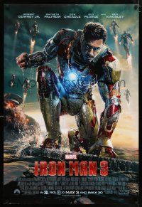 3h399 IRON MAN 3 advance DS 1sh '13 cool image of Robert Downey Jr in title role by ocean!