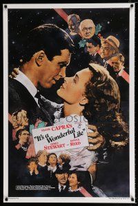 3h400 IT'S A WONDERFUL LIFE 1sh R90 art of James Stewart, Donna Reed & cast by Dudash!