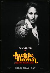 3h403 JACKIE BROWN teaser 1sh '97 Quentin Tarantino, cool image of Pam Grier in title role!