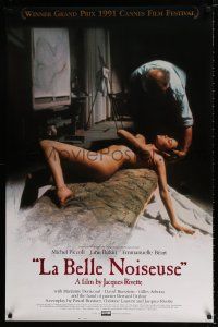 3h429 LA BELLE NOISEUSE 1sh '91 sexy naked Emmanuelle Beart helps famous French painter!