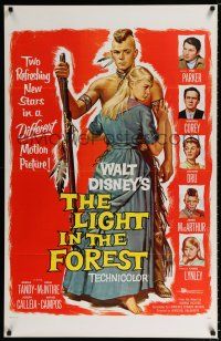 3h442 LIGHT IN THE FOREST 1sh '58 Disney, full-length art of Native American James MacArthur!