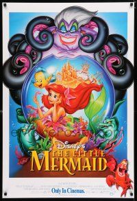 3h447 LITTLE MERMAID int'l advance DS 1sh R98 great image of Ariel & cast, Disney underwater cartoon