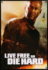 3h452 LIVE FREE OR DIE HARD teaser 1sh '07 Bruce Willis by the U.S. capitol building!