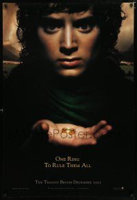 3h458 LORD OF THE RINGS: THE FELLOWSHIP OF THE RING teaser DS 1sh '01 J.R.R. Tolkien, one ring!