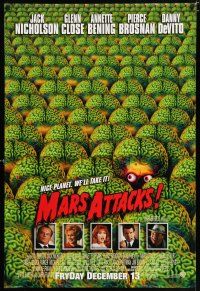 3h484 MARS ATTACKS! int'l advance 1sh '96 directed by Tim Burton, great image of many alien brains!