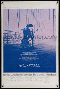 3h490 ME, NATALIE 1sh '69 cool image of Patty Duke & James Farentino riding motorcycle on bridge!
