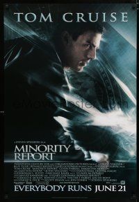3h502 MINORITY REPORT style B advance 1sh '02 Steven Spielberg, cool profile image of Tom Cruise!