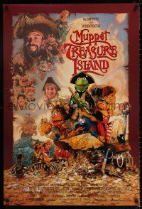 3h514 MUPPET TREASURE ISLAND DS 1sh '96 Jim Henson, Drew Struzan art of Kermit, Miss Piggy & cast!