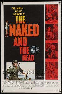 3h519 NAKED & THE DEAD 1sh '58 from Norman Mailer's novel, Aldo Ray in World War II!