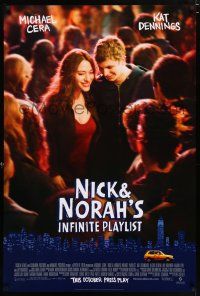 3h534 NICK & NORAH'S INFINITE PLAYLIST advance DS 1sh '08 Michael Cera, Kat Dennings in title roles