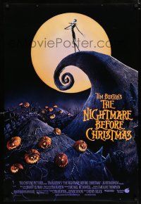 3h540 NIGHTMARE BEFORE CHRISTMAS DS 1sh '93 Tim Burton, Disney, great Halloween horror image