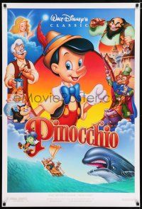 3h585 PINOCCHIO 1sh R92 Disney classic cartoon about a wooden boy who wants to be real!