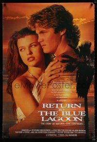 3h635 RETURN TO THE BLUE LAGOON advance DS 1sh '91 romantic image of Milla Jovovich & Brian Krause!