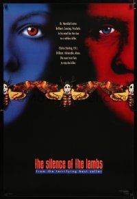 3h673 SILENCE OF THE LAMBS style C teaser 1sh '91 Foster & Hopkins both w/ moths over mouths!