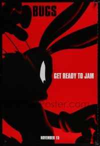 3h702 SPACE JAM teaser DS 1sh '96 basketball, cool silhouette artwork of Bugs Bunny!