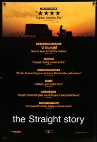 3h737 STRAIGHT STORY 1sh '99 David Lynch, Walt Disney, riding lawnmower & sunset!