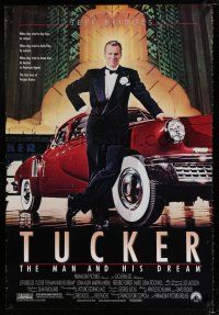 3h795 TUCKER: THE MAN & HIS DREAM 1sh '88 Francis Ford Coppola, c/u of Jeff Bridges in tux w/car!
