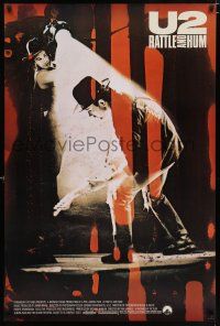 3h799 U2 RATTLE & HUM 1sh '88 great image of Irish rockers Bono & The Edge on stage!
