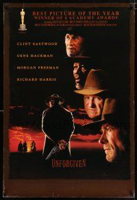 3h801 UNFORGIVEN 1sh '92 Clint Eastwood, Gene Hackman, Morgan Freeman, Richard Harris!