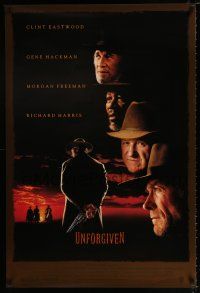 3h803 UNFORGIVEN DS 1sh '92 Clint Eastwood, Gene Hackman, Morgan Freeman, Richard Harris!
