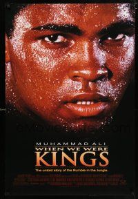3h828 WHEN WE WERE KINGS DS 1sh '97 great super close up of heavyweight boxing champ Muhammad Ali!