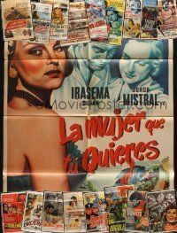 3j018 LOT OF 20 FOLDED MEXICAN POSTERS '50s-60s great different art from a variety of movies!