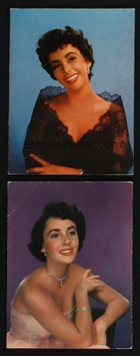 3j156 LOT OF 2 ELIZABETH TAYLOR FRENCH COLOR PHOTOS '50s great portraits of the beautiful star!