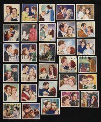 3j246 LOT OF 30 ENGLISH CIGARETTE CARDS OF FAMOUS LOVE SCENES '40s great Hollywood romances!