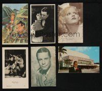 3j273 LOT OF 6 POSTCARDS AND FAN PHOTOS '30s-50s Laurel & Hardy, Jean Harlow, Joe E. Brown +more!