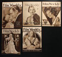 3j204 LOT OF 5 FILM WEEKLY ENGLISH MAGAZINES '30 Clark Gable, Joan Crawford, Ann Harding, Velez!