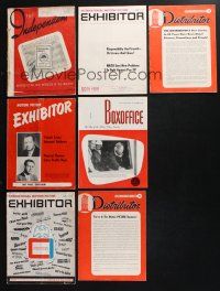 3j162 LOT OF 7 EXHIBITOR MAGAZINES '40s-70s containing lots of movie info & images!