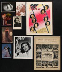 3j164 LOT OF 9 STILLS, POSTCARDS, AND MAGAZINE ADS '50s-80s beautiful Rita Hayworth & more!