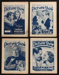 3j207 LOT OF 4 PICTURE SHOW ENGLISH MAGAZINES '30s great images of top stars of those years!