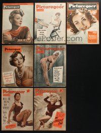 3j185 LOT OF 7 PICTUREGOER ENGLISH MAGAZINES '30s Gene Tierney, Jayne Mansfield, Joan Crawford!