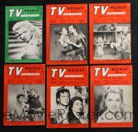 3j368 LOT OF 6 TV WEEKLY ROUNDUP MAGAZINES '56 Jayne Mansfield, lots of television images & info!